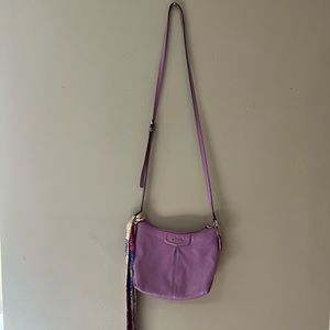 Coach Pleated Leather Zipper Closure Crossbody Bag With Scarf